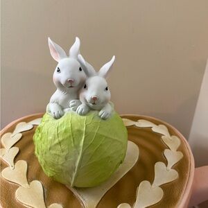 Resin Easter Bunny Rabbits in Head of Lettuce